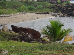 Sector del rompeolas norte en Bahía de Moín