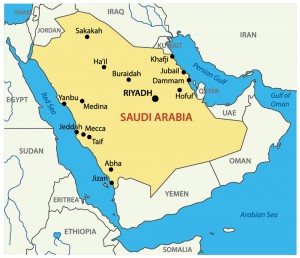 Mapa de Arabia Saudita y países vecinos