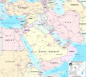 Mapa de países del Golfo Pérsico