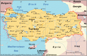 Mapa de Turquía y países vecinos