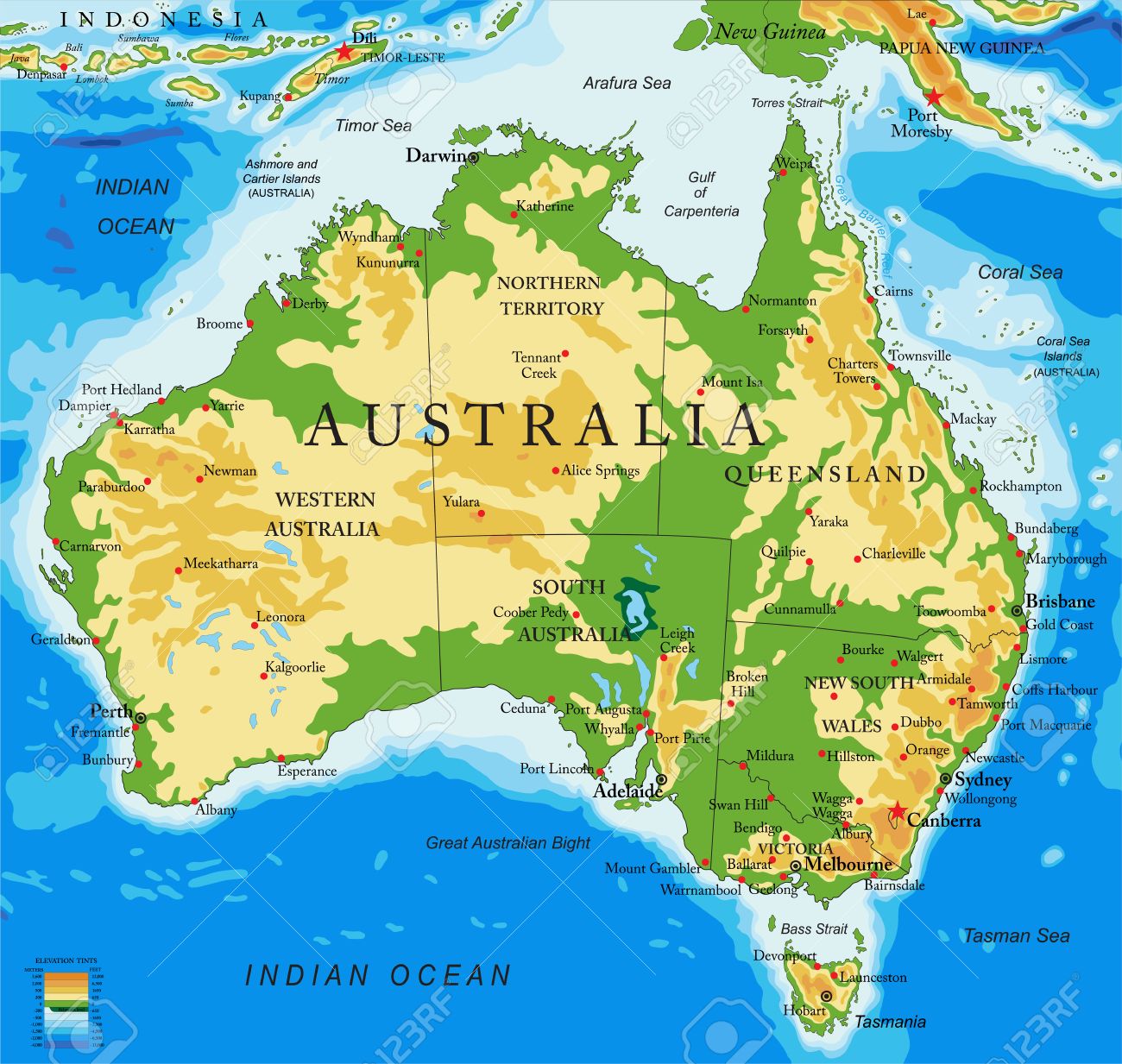 Geographical Map Of Australia