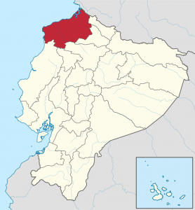 Mapa de la región de Esmeraldas en El Ecuador