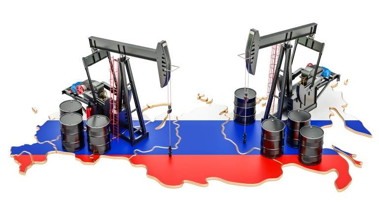 Mapa Rusia y inconos de producción petrolera