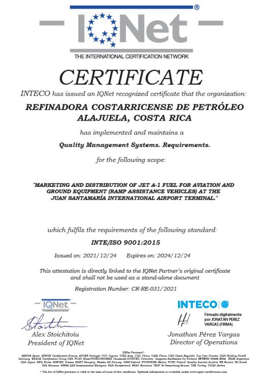 Certificado ISO RECOPE